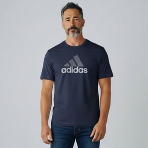 Vintage 90s Adidas T-Shirt Men's Medium Blue Mesh Big Logo Tee Made In USA